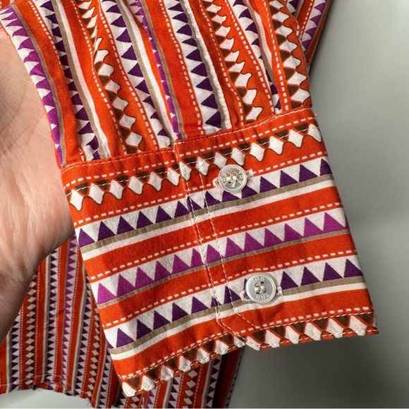 Tory Burch Geometric Print Button Front Blouse Shirt Size 10 - Picture 7 of 8